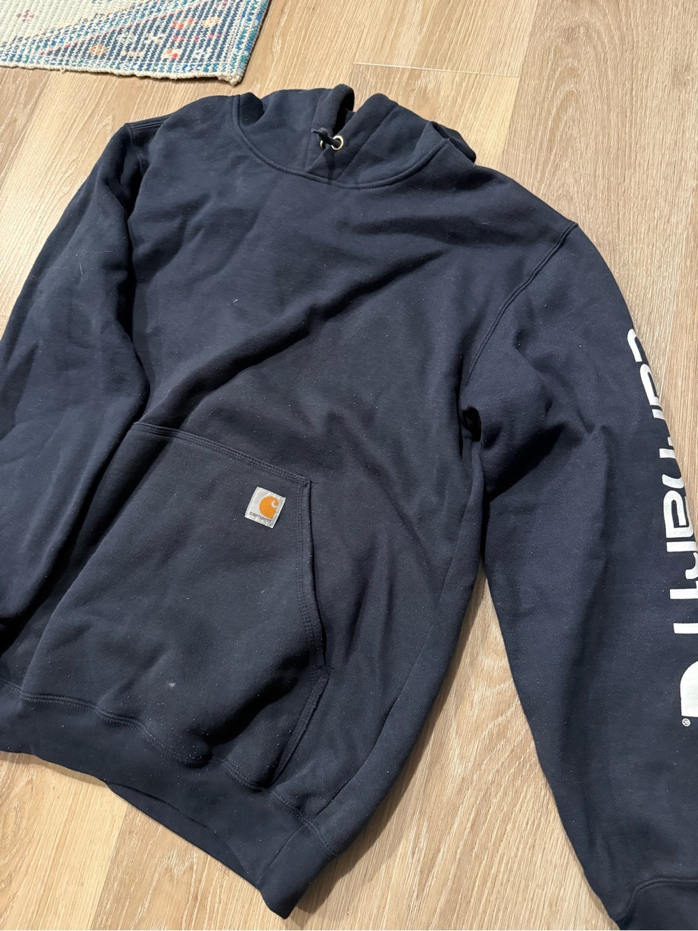 Carhartt Black Pullover Hoodie with Sleeve Logo